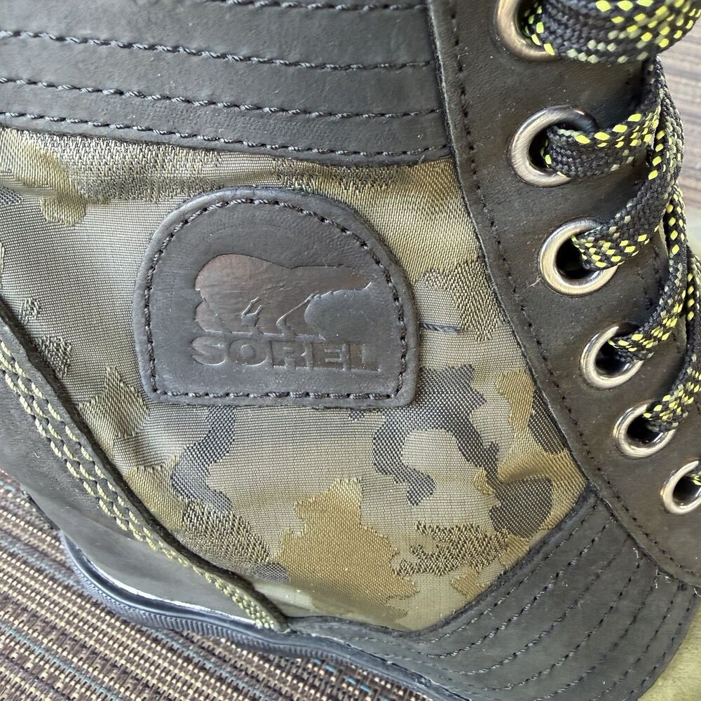 Sorel Lexie Hidden Wedge Ankle Boots Booties Green Camo  Womens Size 7.5 - Picture 4 of 8